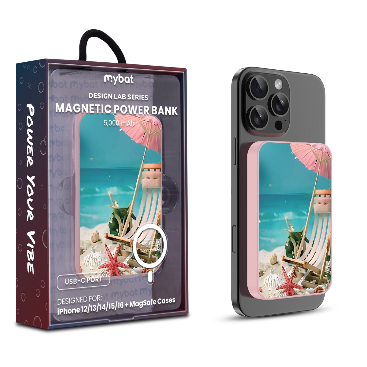 MyBat Design Lab 5000mAh Magnetic Wireless Power Bank - Pink - Sandy Shore - MPBBAT133-PK-377-1.jpg
