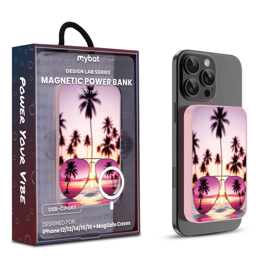 MyBat Design Lab 5000mAh Magnetic Wireless Power Bank - Pink - California Sunset