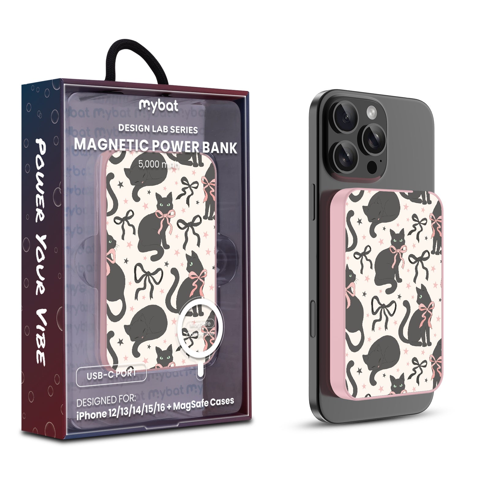 MyBat Design Lab 5000mAh Magnetic Wireless Power Bank - Pink - Coquette Cat - MPBBAT133-PK-410-1.jpg