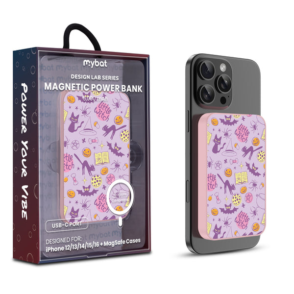 MyBat Design Lab 5000mAh Magnetic Wireless Power Bank - Pink - Little Witch - MPBBAT133-PK-413-1.jpg