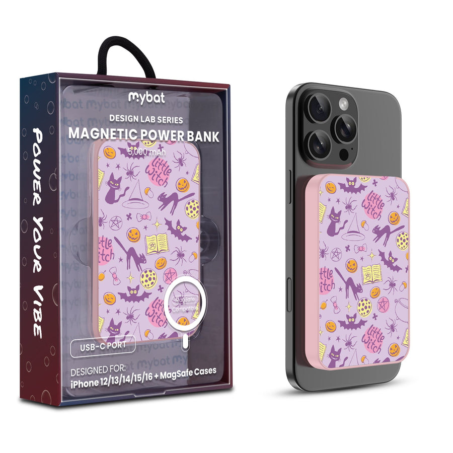 MyBat Design Lab 5000mAh Magnetic Wireless Power Bank - Pink - Little Witch