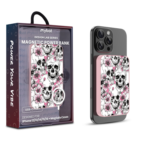 MyBat Design Lab 5000mAh Magnetic Wireless Power Bank - Pink - Death Blooms - MPBBAT133-PK-419-1.jpg