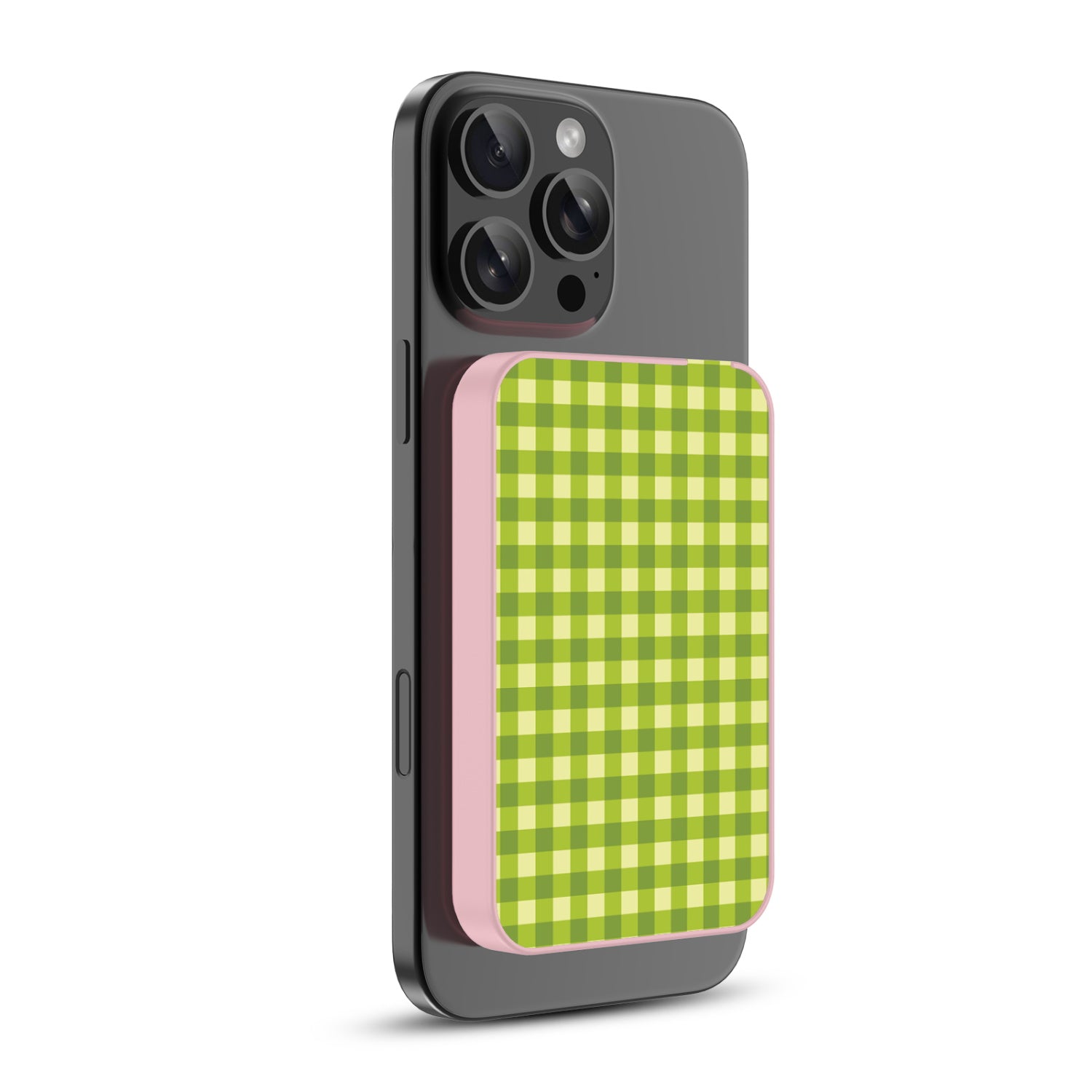 MyBat Design Lab 5000mAh Magnetic Wireless Power Bank - Pink - Green Gingham - MPBBAT133-PK-476-2.jpg