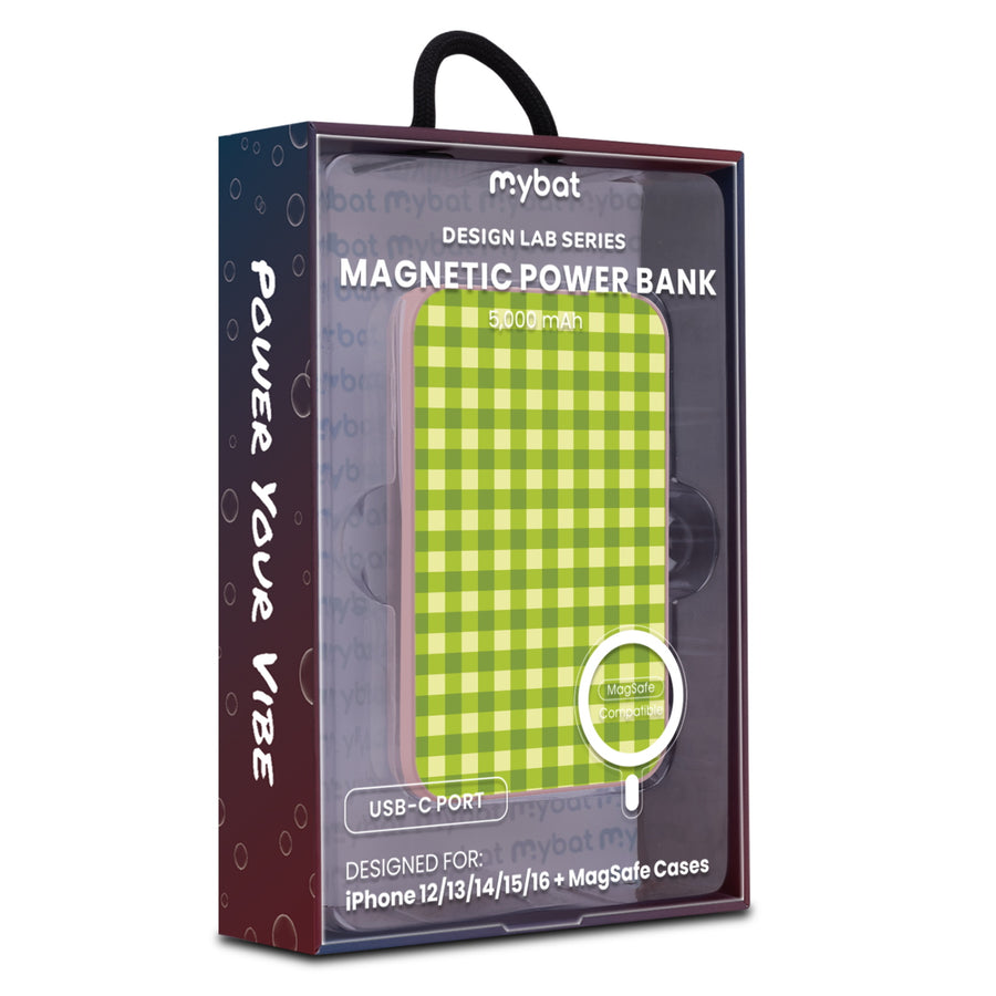 MyBat Design Lab 5000mAh Magnetic Wireless Power Bank - Pink - Green Gingham - MPBBAT133-PK-476-9.jpg