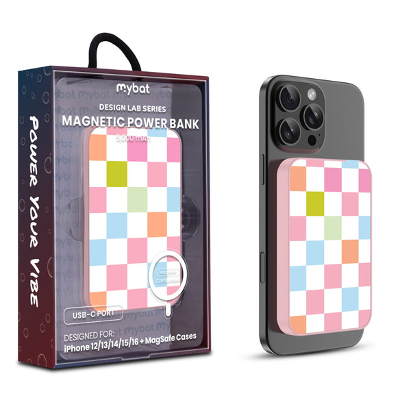 MyBat Design Lab 5000mAh Magnetic Wireless Power Bank - Pink - Pastel Check - MPBBAT133-PK-480-1.jpg