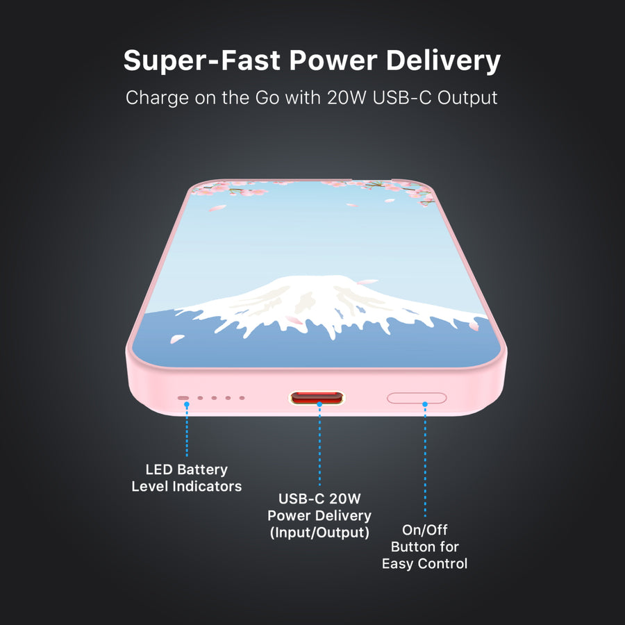 MyBat Design Lab 5000mAh Magnetic Wireless Power Bank - Pink - Fuji Blossoms - MPBBAT133-PK-492-7.jpg
