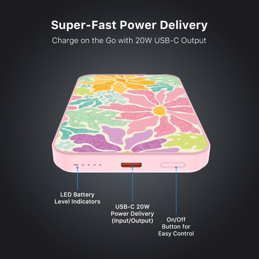 MyBat Design Lab 5000mAh Magnetic Wireless Power Bank - Pink – Tropical Paradise - MPBBAT133-PK-530-6.JPG