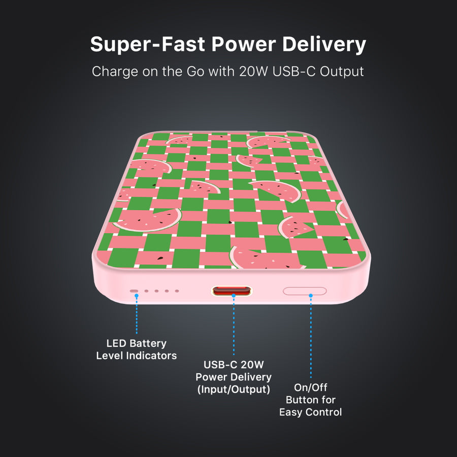 MyBat Design Lab 5000mAh Magnetic Wireless Power Bank - Pink – Watermelon Patch - MPBBAT133-PK-533-6.JPG