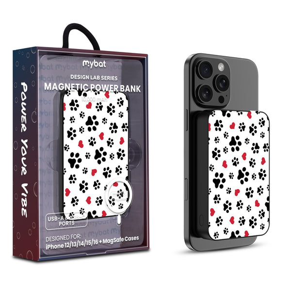 MyBat Design Lab 10000mAh Magnetic Wireless Power Bank - Black - Paw Prints and Hearts - MPBBAT141-BK-001-1.jpg