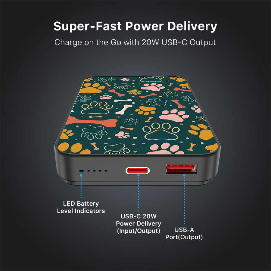 MyBat Design Lab 10000mAh Magnetic Wireless Power Bank - Black - Paw Prints & Bones - MPBBAT141-BK-003-7.jpg