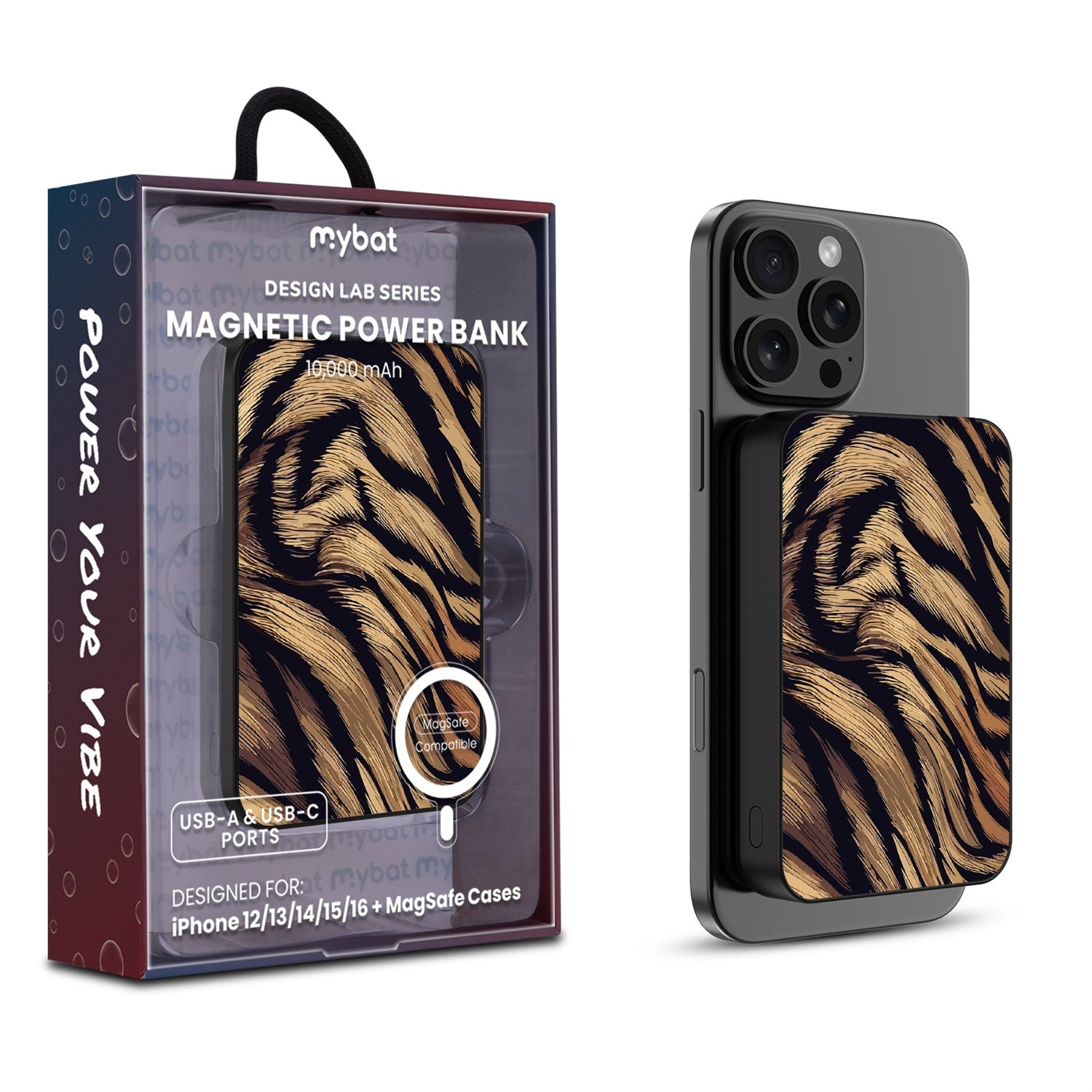 MyBat Design Lab 10000mAh Magnetic Wireless Power Bank - Black - Tiger Fur - MPBBAT141-BK-006-1.jpg