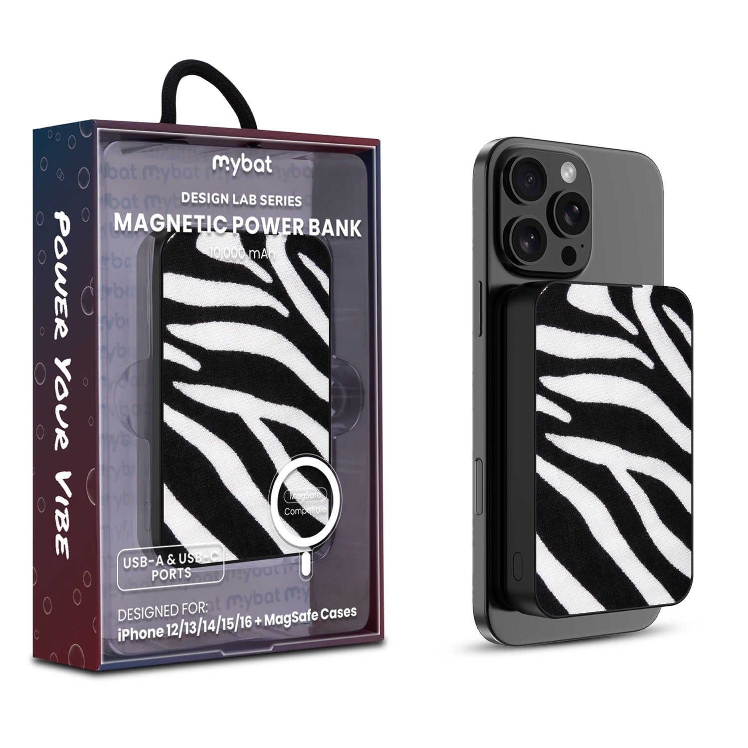 MyBat Design Lab 10000mAh Magnetic Wireless Power Bank - Black - Zebra Print - MPBBAT141-BK-009-1.jpg