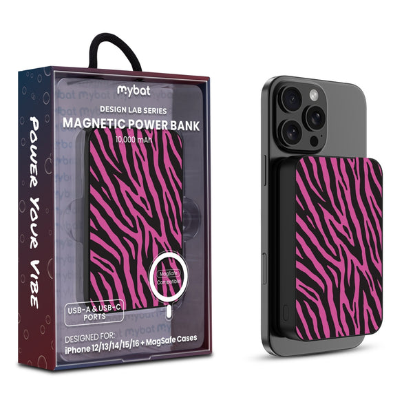 MyBat Design Lab 10000mAh Magnetic Wireless Power Bank - Black - Pink Zebra Print - MPBBAT141-BK-010-1.jpg