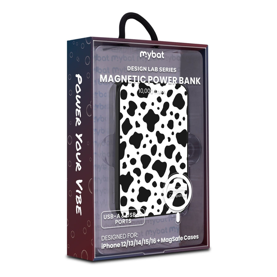 MyBat Design Lab 10000mAh Magnetic Wireless Power Bank - Black - Original Cow Print