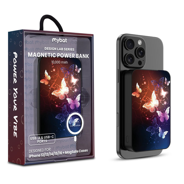 MyBat Design Lab 10000mAh Magnetic Wireless Power Bank - Black - Neon Butterflies - MPBBAT141-BK-022-1.jpg