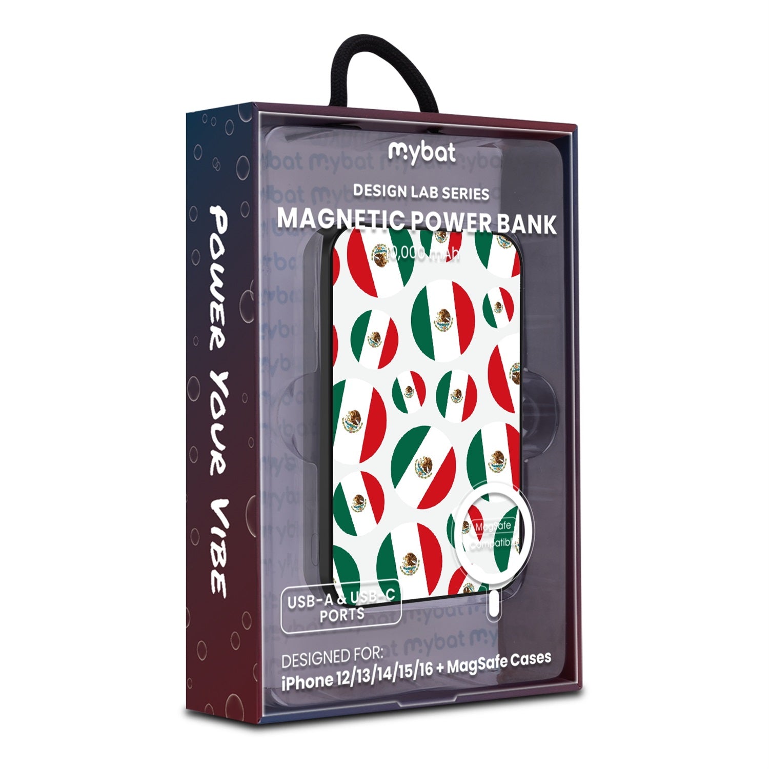 MyBat Design Lab 10000mAh Magnetic Wireless Power Bank - Black - Mexican Pride