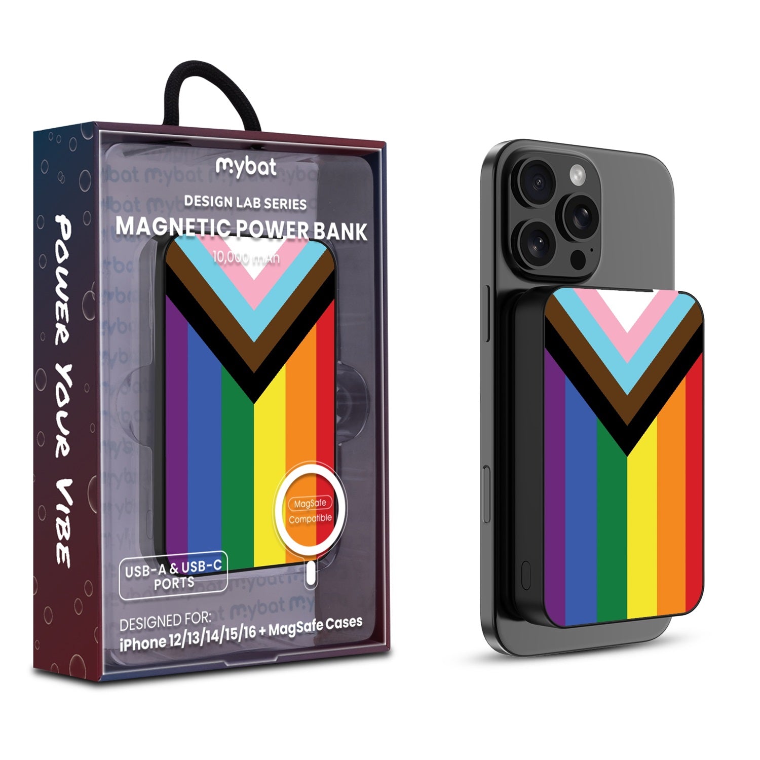 MyBat Design Lab 10000mAh Magnetic Wireless Power Bank - Black - LGBTQ+ Flag - MPBBAT141-BK-034-1.jpg
