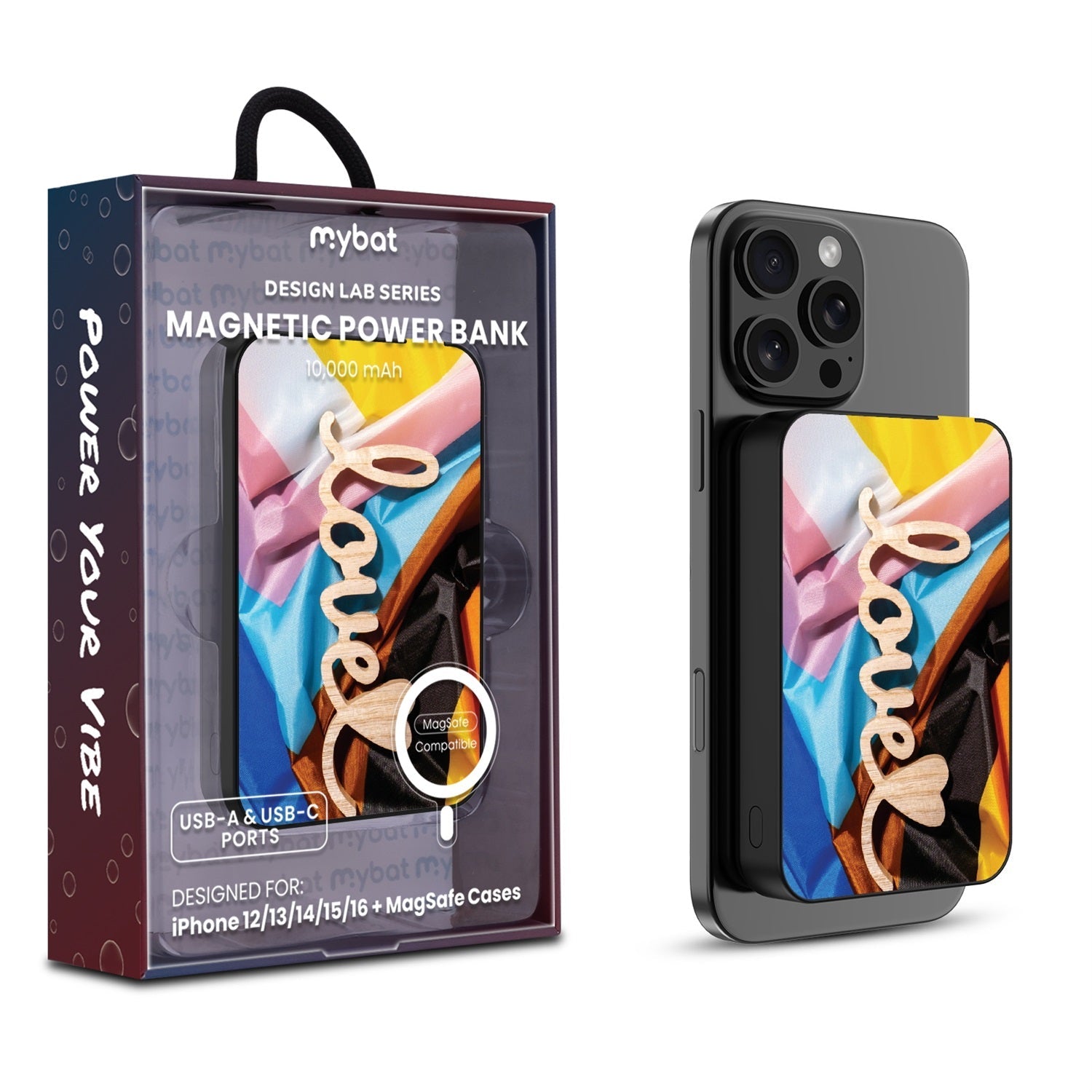 MyBat Design Lab 10000mAh Magnetic Wireless Power Bank - Black - Love is Love