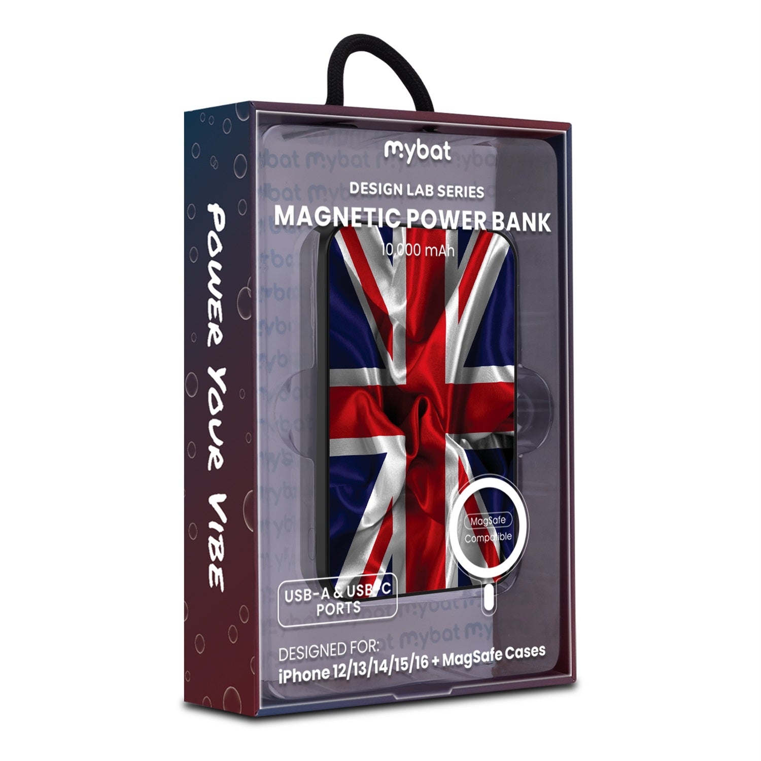 MyBat Design Lab 10000mAh Magnetic Wireless Power Bank - Black - British Flag