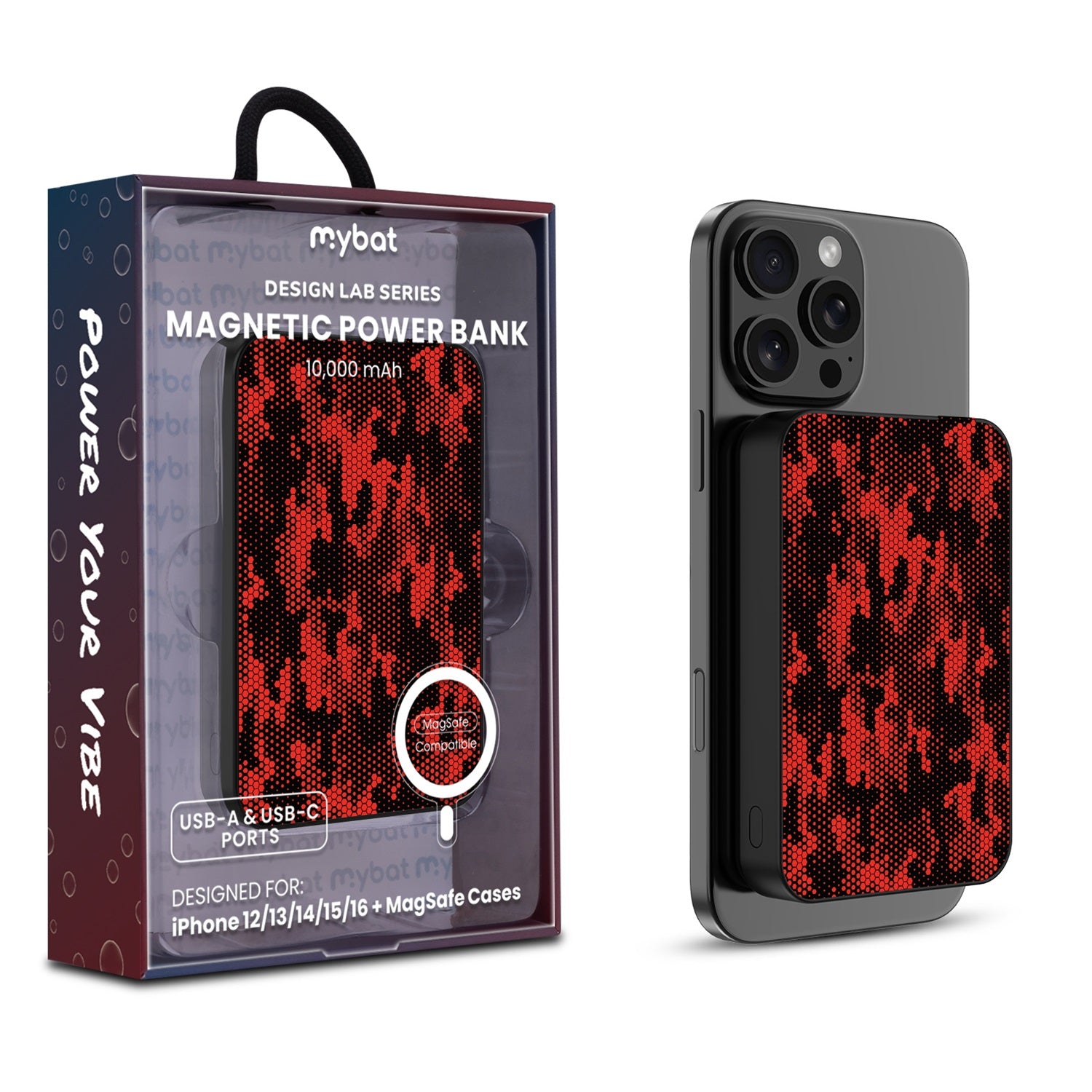 MyBat Design Lab 10000mAh Magnetic Wireless Power Bank - Black - Red Digital Camouflage - MPBBAT141-BK-086-1.jpg