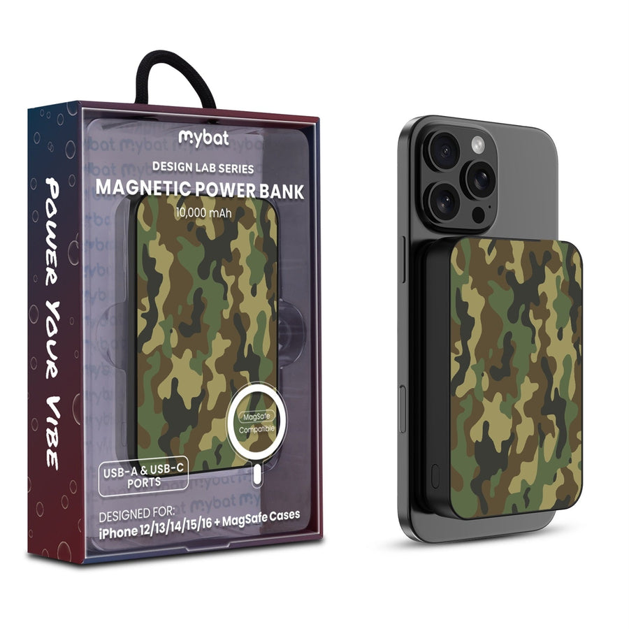 MyBat Design Lab 10000mAh Magnetic Wireless Power Bank - Black - Military Camouflage
