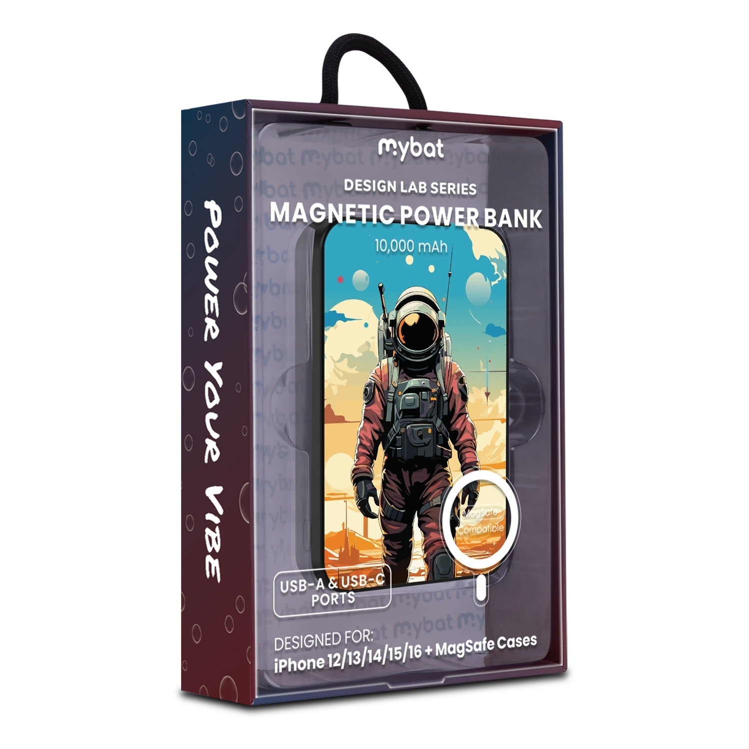 MyBat Design Lab 10000mAh Magnetic Wireless Power Bank - Black - Cosmonaut