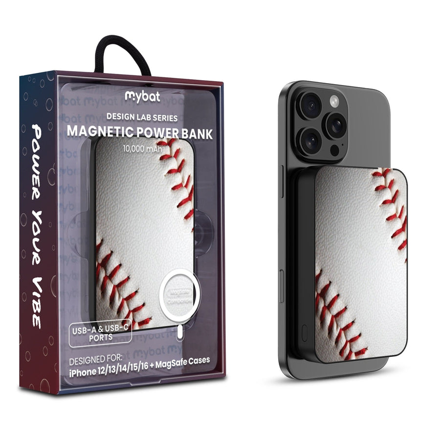 MyBat Design Lab 10000mAh Magnetic Wireless Power Bank - Black - Baseball
