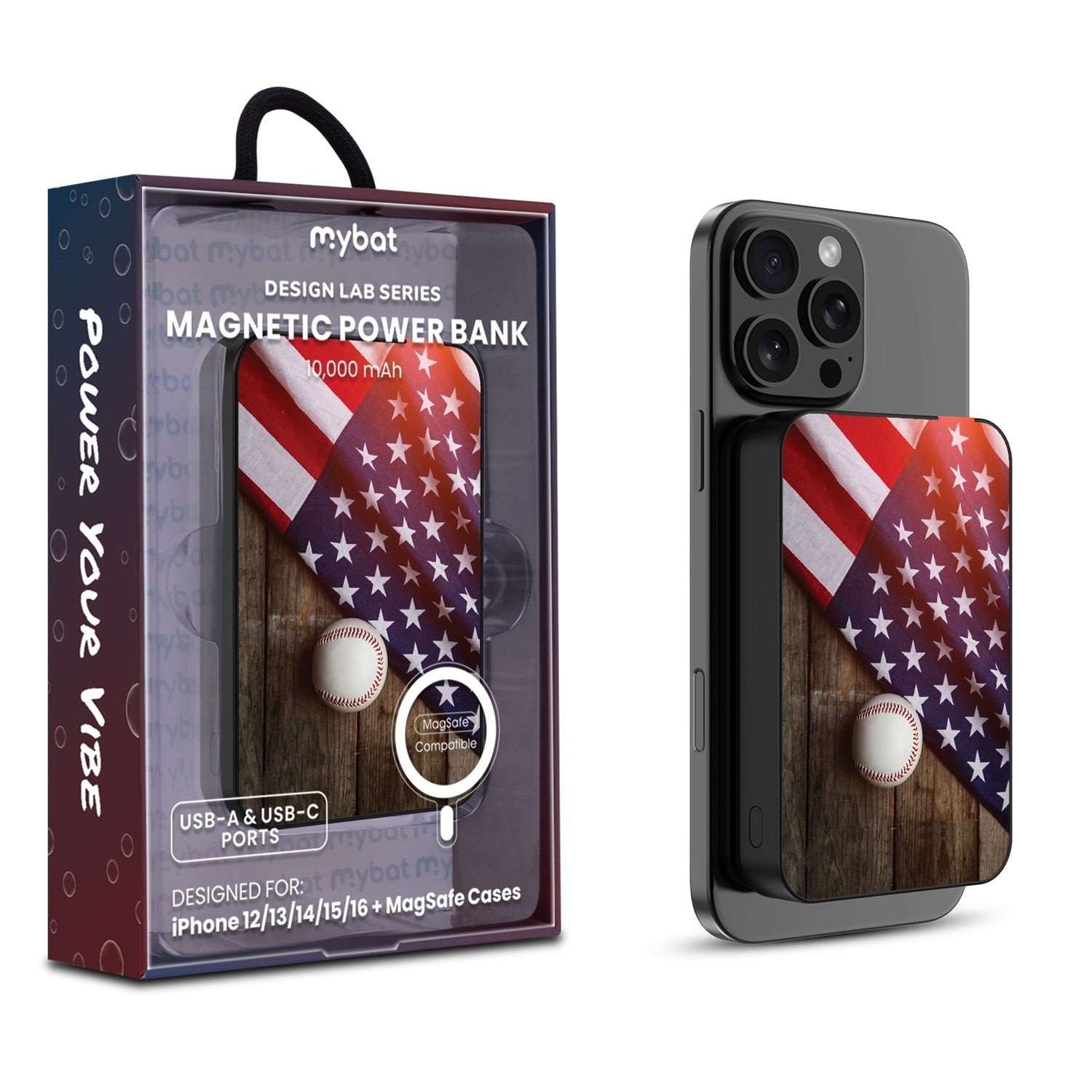 MyBat Design Lab 10000mAh Magnetic Wireless Power Bank - Black - Patriotic Pitch - MPBBAT141-BK-172-1.jpg