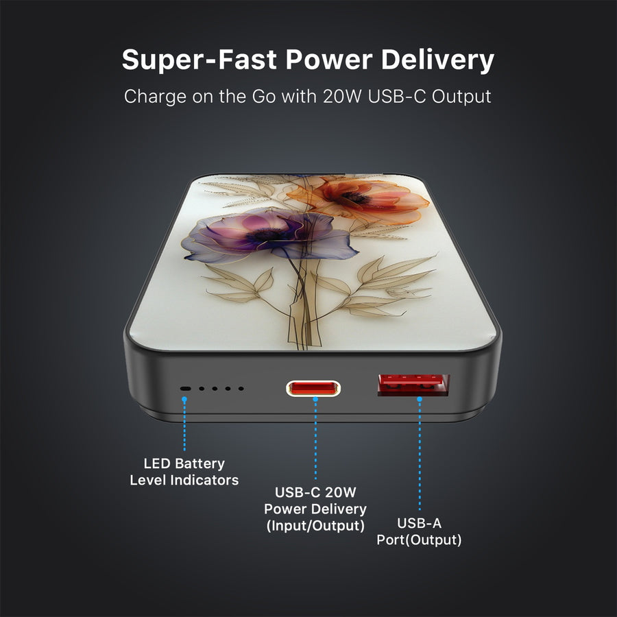 MyBat Design Lab 10000mAh Magnetic Wireless Power Bank - Black - Pressed Flowers - MPBBAT141-BK-185-7.jpg