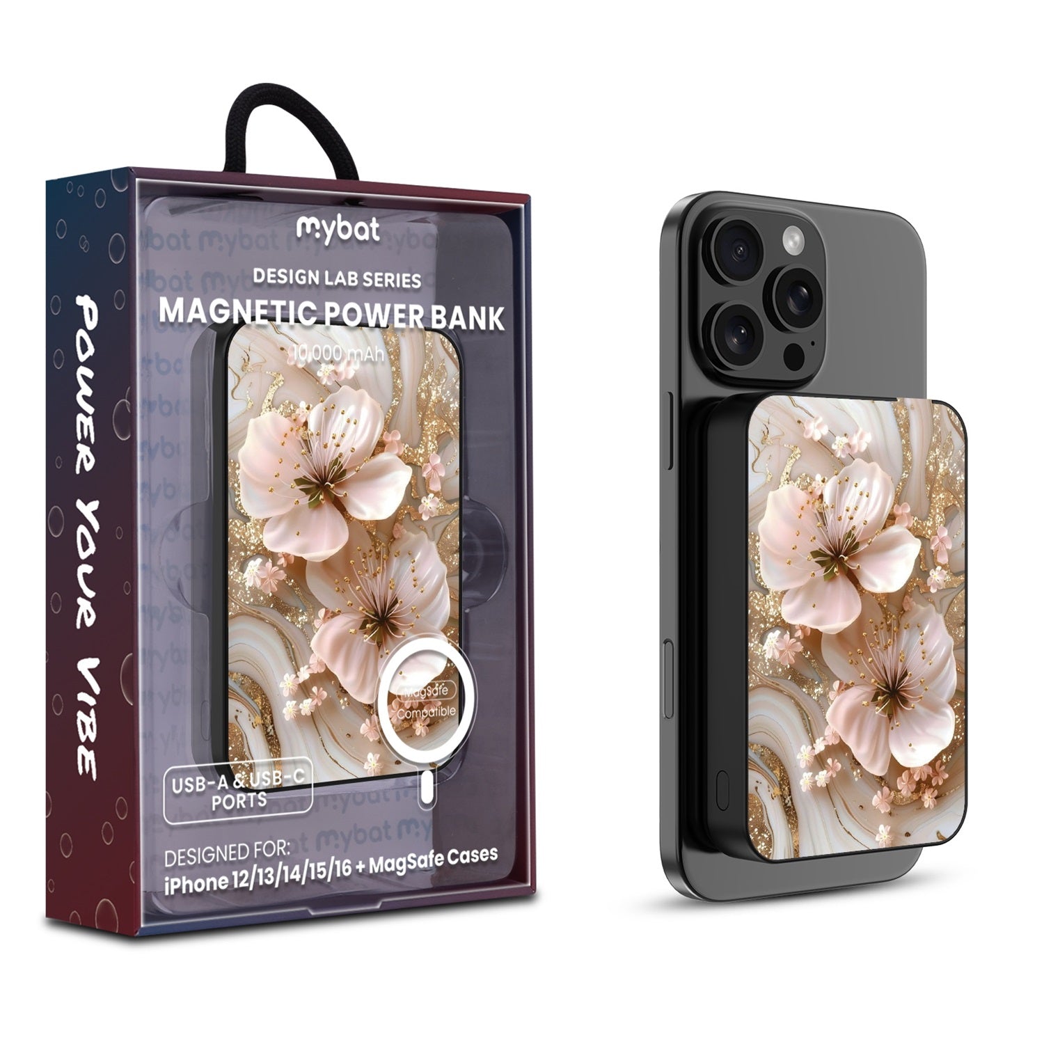 MyBat Design Lab 10000mAh Magnetic Wireless Power Bank - Black - Golden Petal Glow - MPBBAT141-BK-186-1.jpg