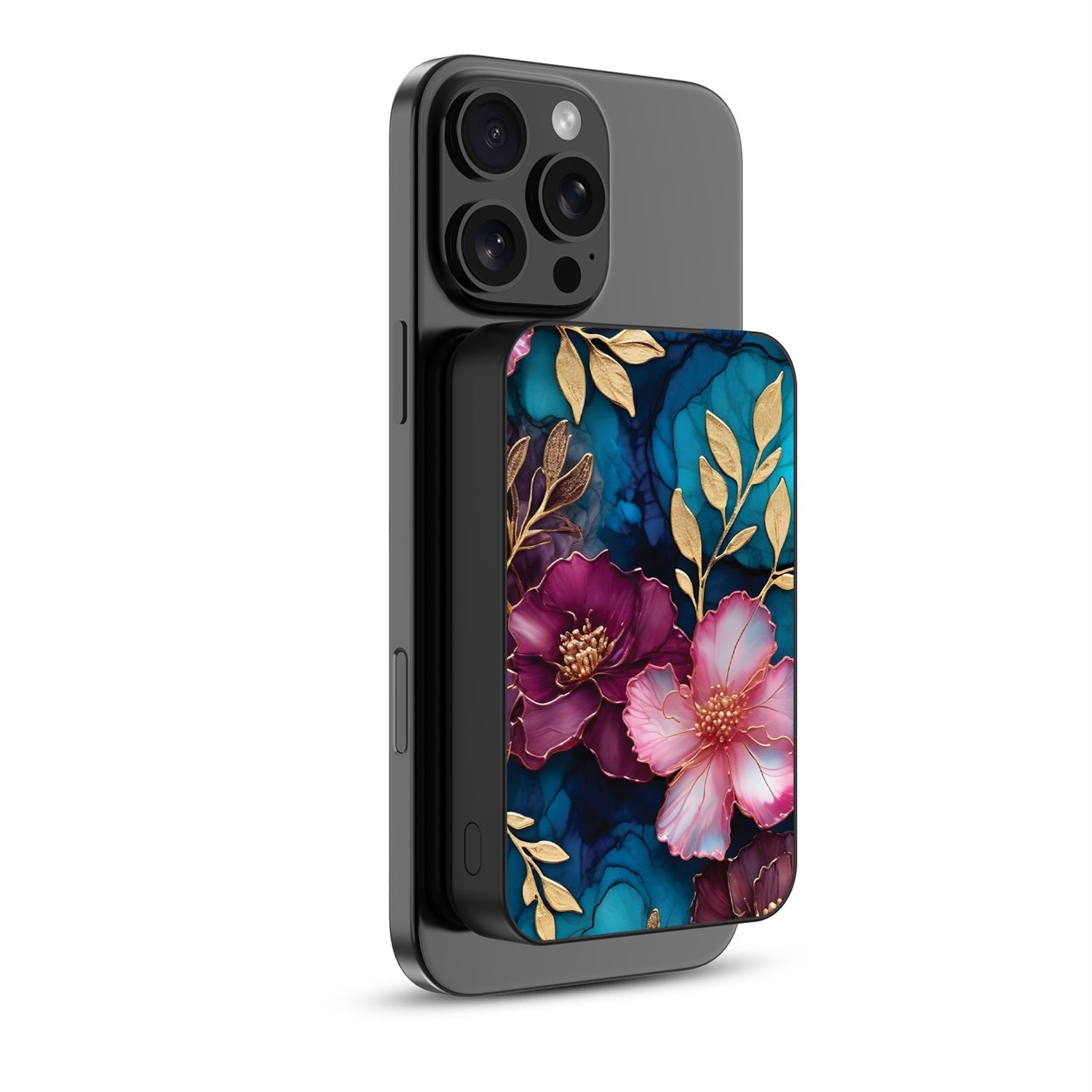 MyBat Design Lab 10000mAh Magnetic Wireless Power Bank - Black - Gilded Petals - MPBBAT141-BK-188-2.jpg