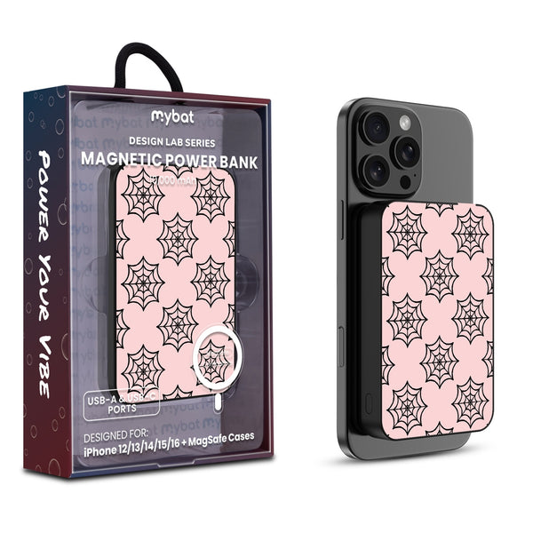 MyBat Design Lab 10000mAh Magnetic Wireless Power Bank - Black - Pink Spider Web - MPBBAT141-BK-227-1.jpg