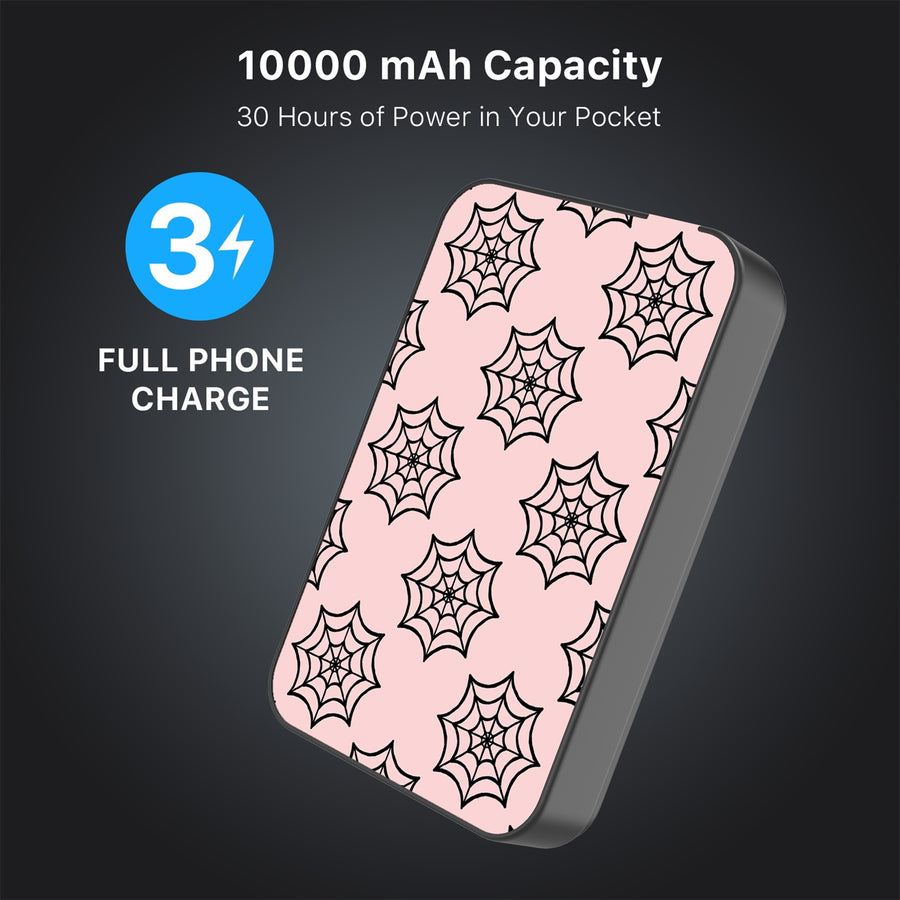 MyBat Design Lab 10000mAh Magnetic Wireless Power Bank - Black - Pink Spider Web - MPBBAT141-BK-227-8.jpg