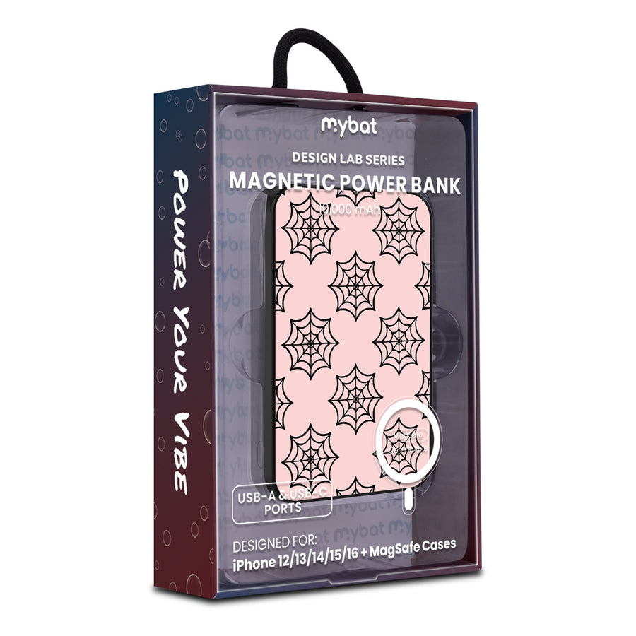 MyBat Design Lab 10000mAh Magnetic Wireless Power Bank - Black - Pink Spider Web - MPBBAT141-BK-227-9.jpg