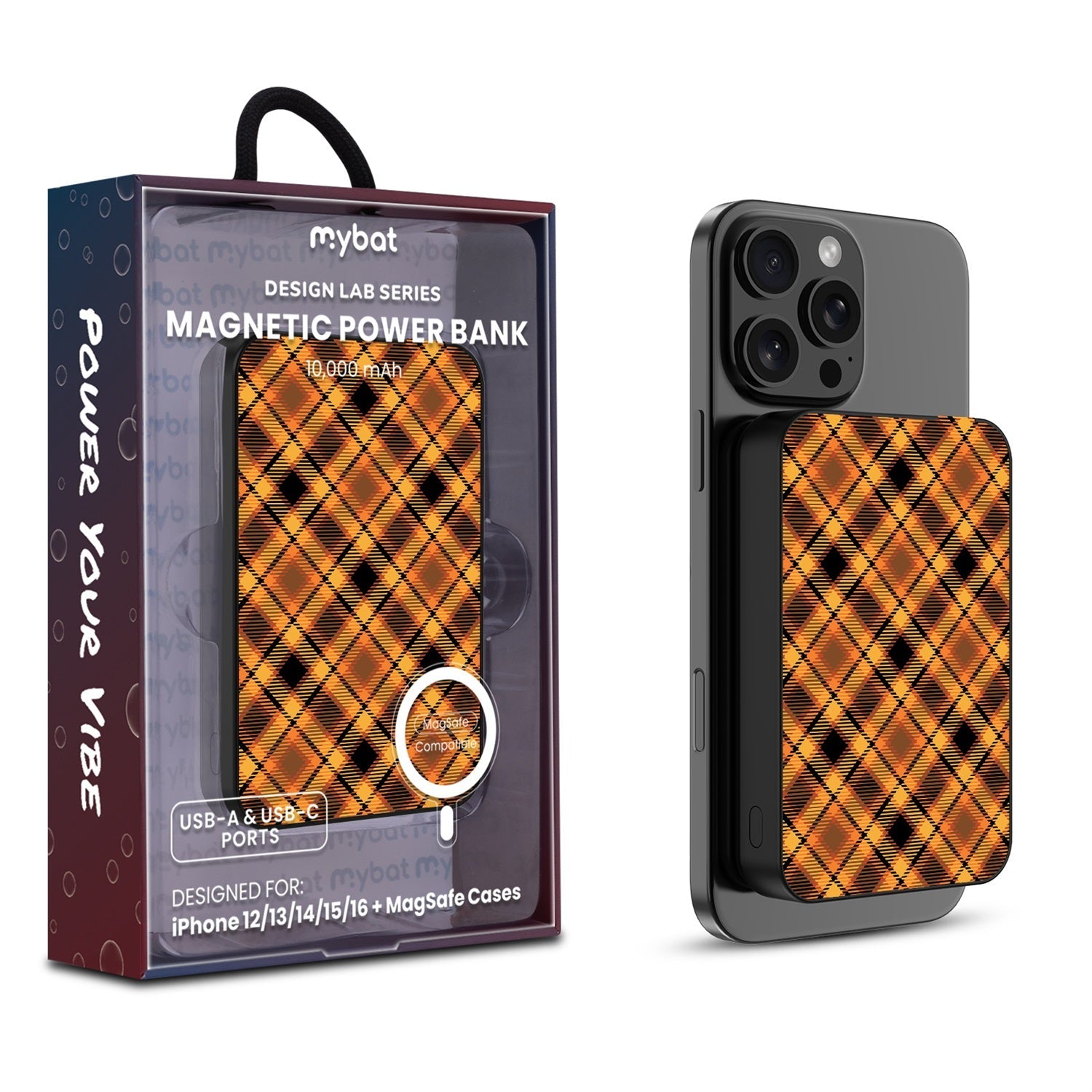 MyBat Design Lab 10000mAh Magnetic Wireless Power Bank - Fall Flannel