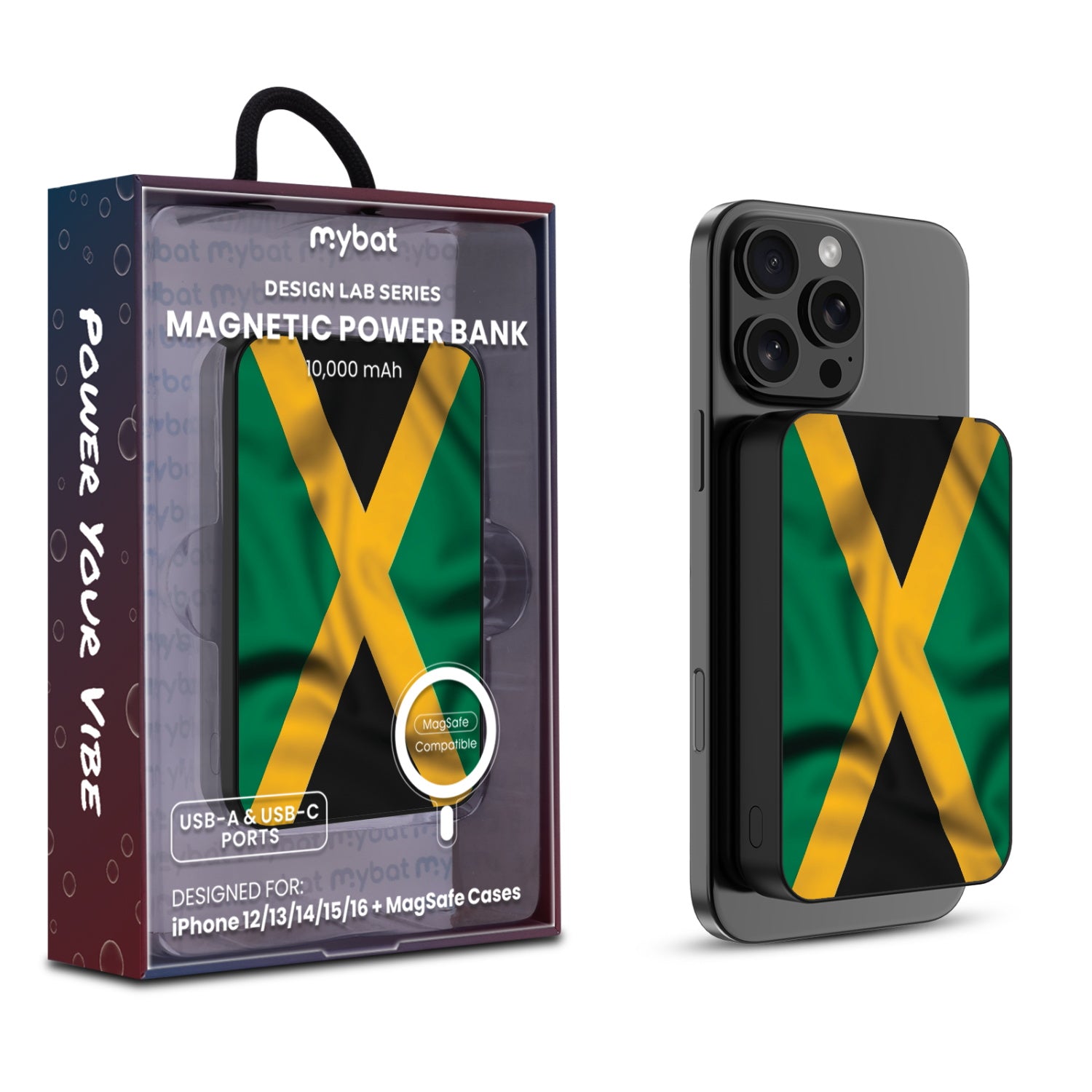 MyBat Design Lab 10000mAh Magnetic Wireless Power Bank - Black - Jamaica Flag - MPBBAT141-BK-310-1.jpg