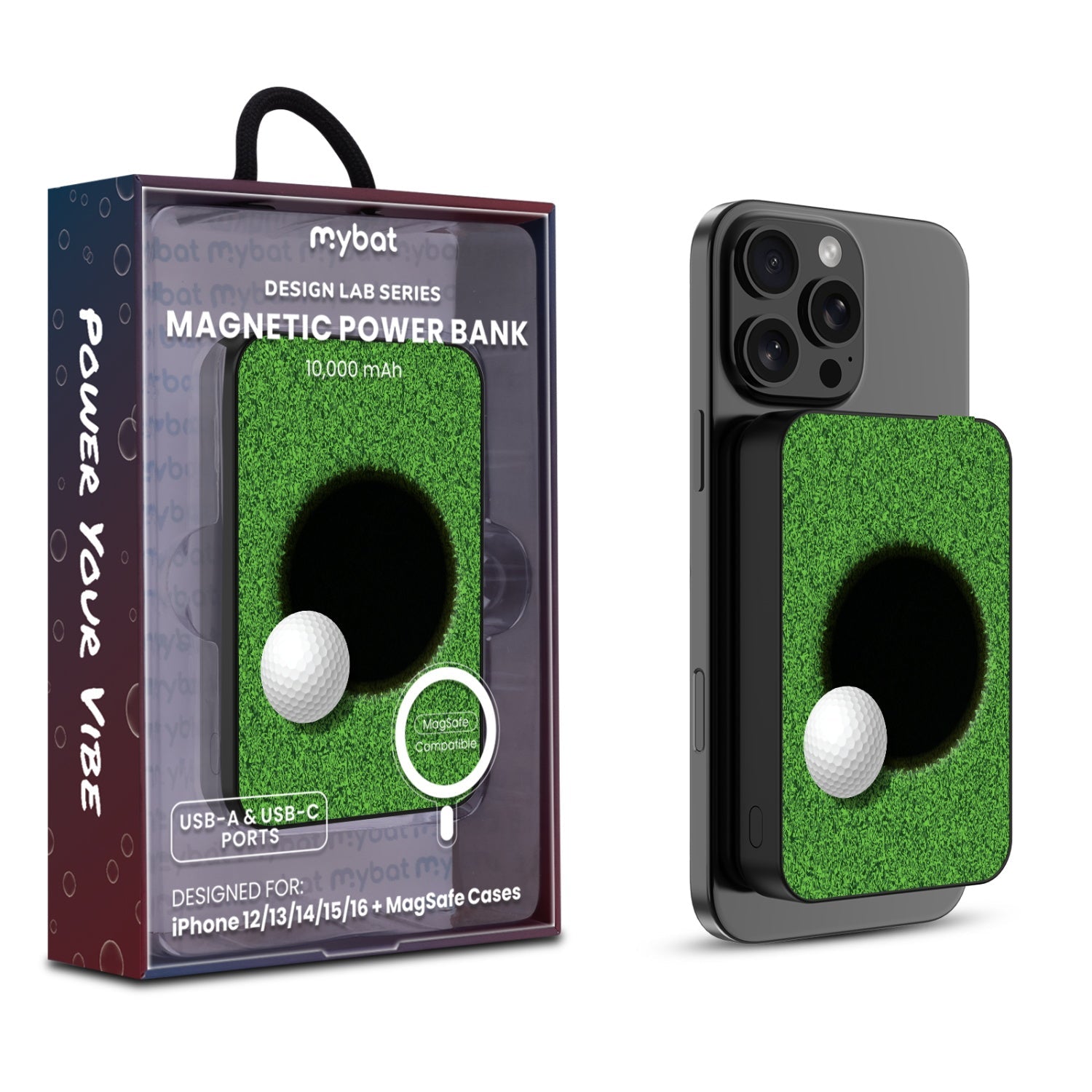 MyBat Design Lab 10000mAh Magnetic Wireless Power Bank - Black - Hole in One