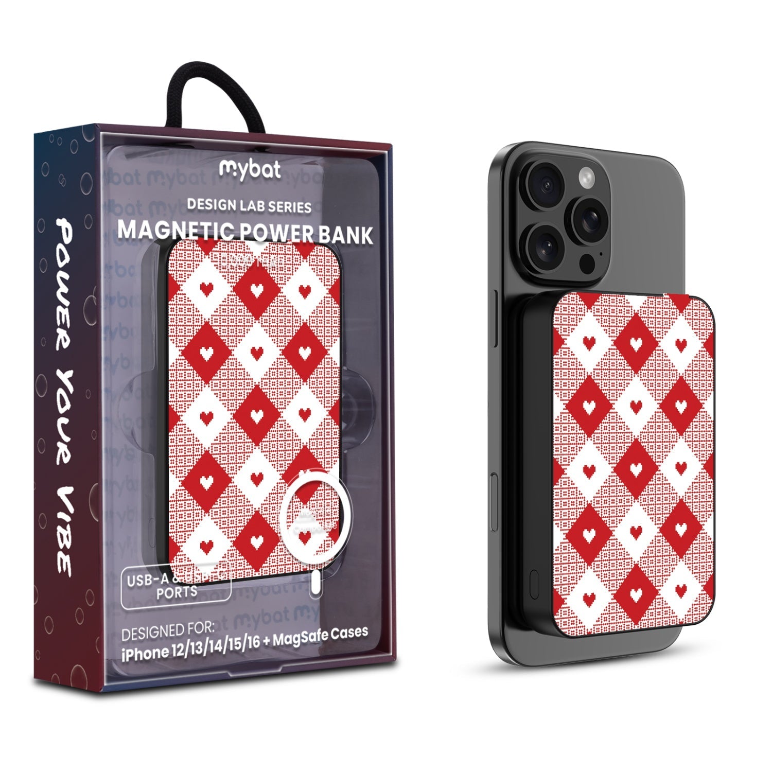 MyBat Design Lab 10000mAh Magnetic Wireless Power Bank - Black - Knit with Love