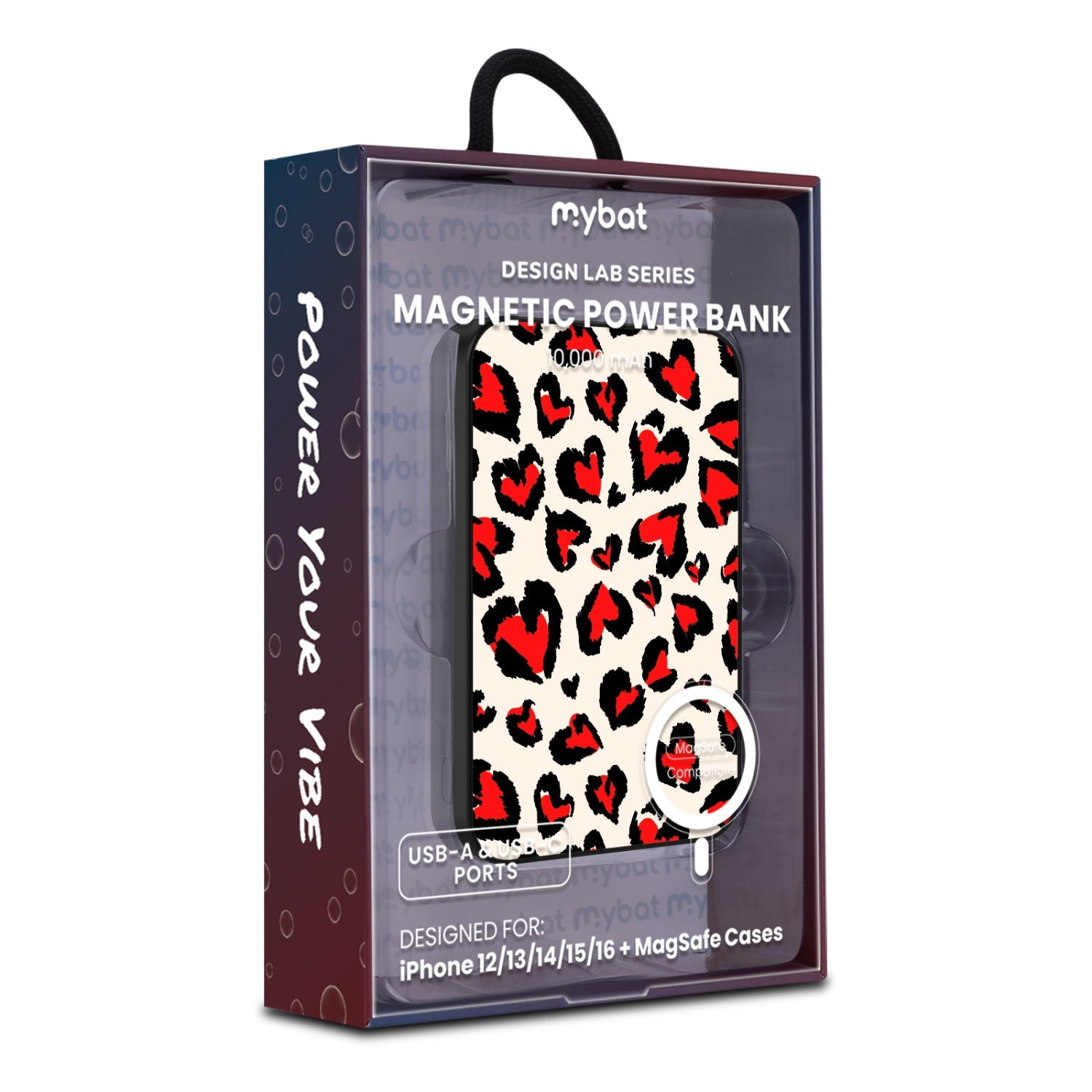 MyBat Design Lab 10000mAh Magnetic Wireless Power Bank - Black - Wild Hearts