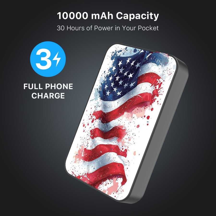 MyBat Design Lab 10000mAh Magnetic Wireless Power Bank - Black - Patriotic Flag Painiting - MPBBAT141-BK-346-8.jpg