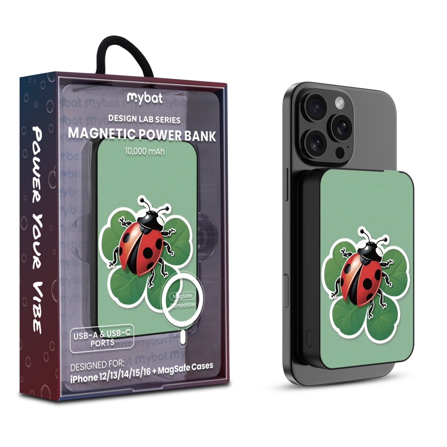 MyBat Design Lab 10000mAh Magnetic Wireless Power Bank - Black - Ladybug Luck - MPBBAT141-BK-373-1.jpg