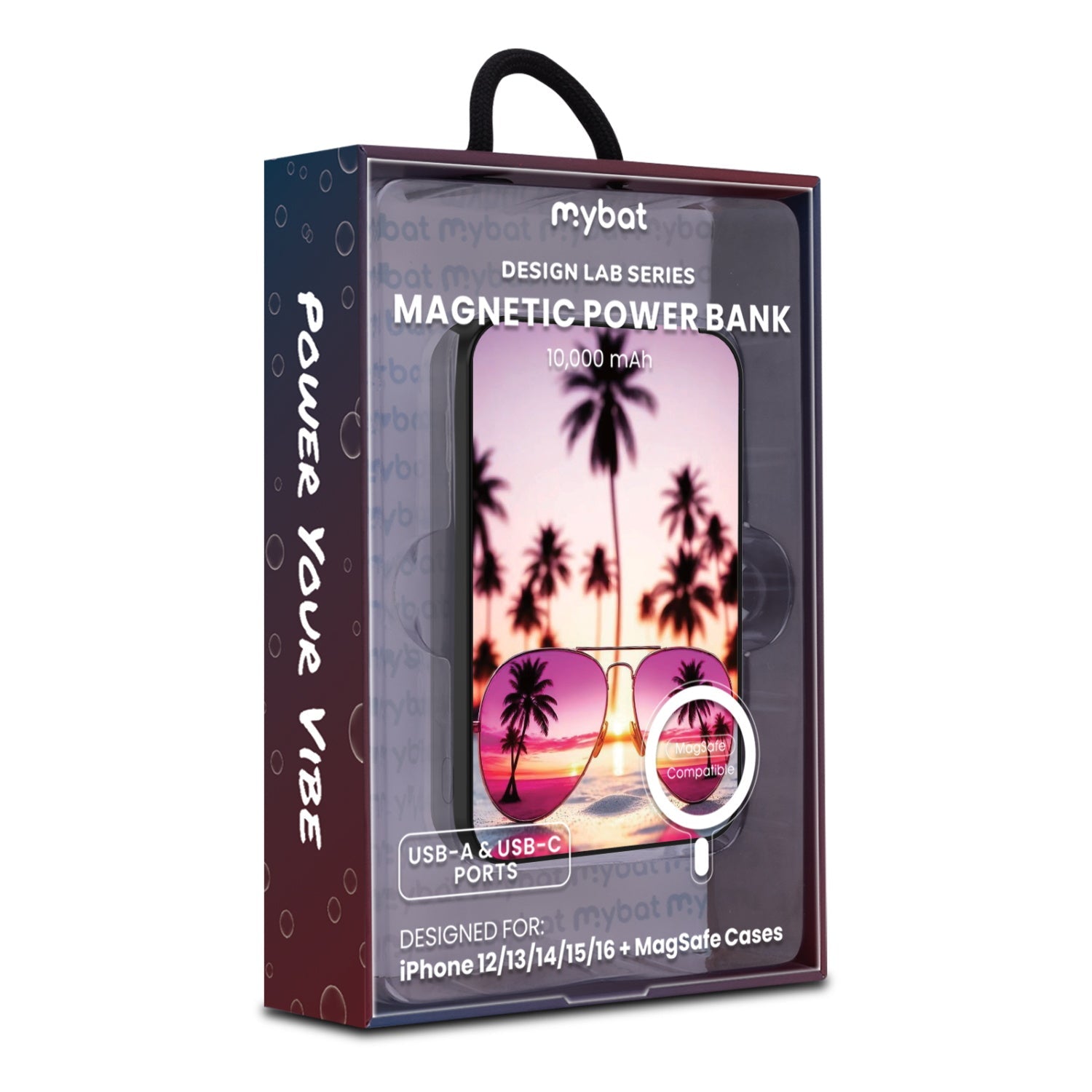 MyBat Design Lab 10000mAh Magnetic Wireless Power Bank - Black - California Sunset
