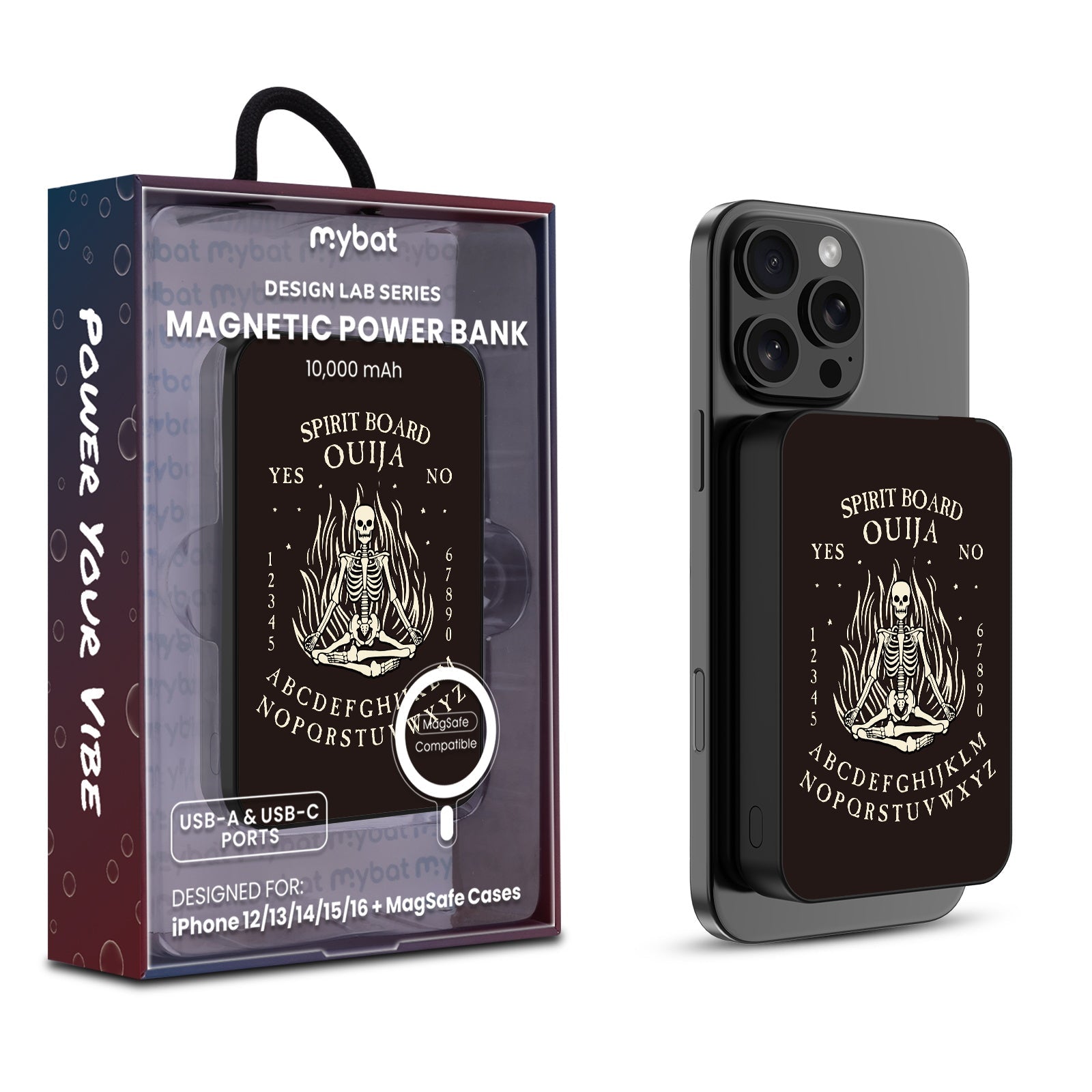 MyBat Design Lab 10000mAh Magnetic Wireless Power Bank - Black - Ouija