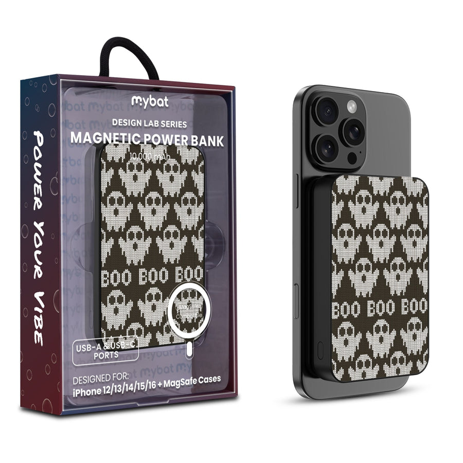 MyBat Design Lab 10000mAh Magnetic Wireless Power Bank - Black - Boo Who