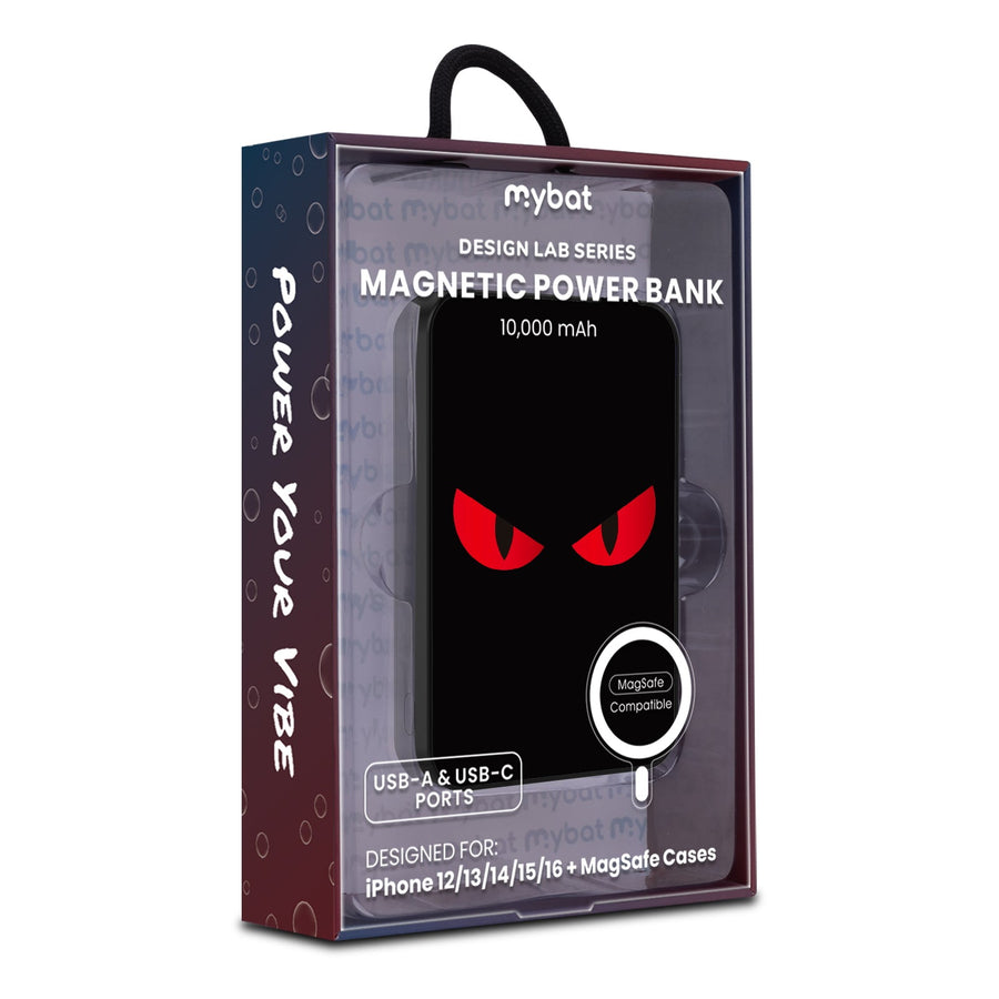 MyBat Design Lab 10000mAh Magnetic Wireless Power Bank - Black - Red Eyes