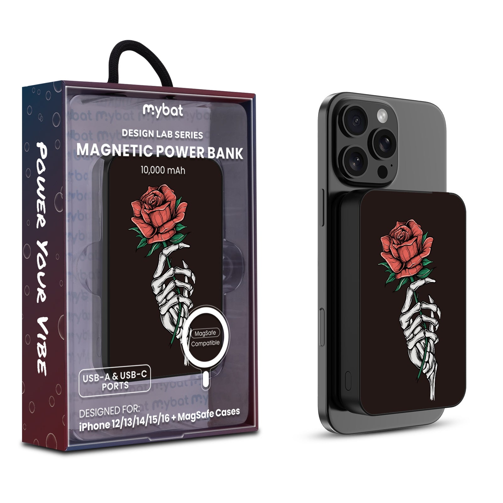 MyBat Design Lab 10000mAh Magnetic Wireless Power Bank - Black - Eternal Rose - MPBBAT141-BK-402-1.jpg