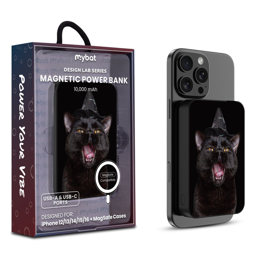 MyBat Design Lab 10000mAh Magnetic Wireless Power Bank - Black - Witch’s Cat