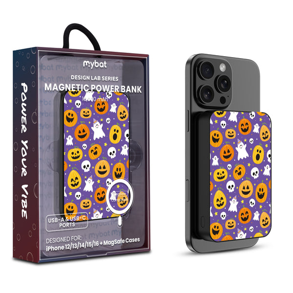 MyBat Design Lab 10000mAh Magnetic Wireless Power Bank - Black - Pumpkin Party - MPBBAT141-BK-404-1.jpg