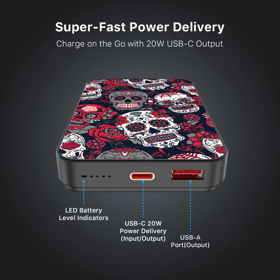 MyBat Design Lab 10000mAh Magnetic Wireless Power Bank - Black - Sugar Rose Skulls - MPBBAT141-BK-418-7.jpg