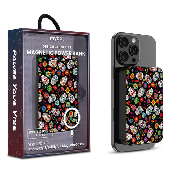 MyBat Design Lab 10000mAh Magnetic Wireless Power Bank - Black - Fiesta Skulls - MPBBAT141-BK-421-1.jpg
